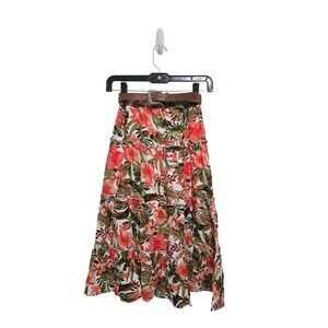 No Comment Girls Floral Print Skirt Size M (10/12) With Belt,‎ Tiered, Summer